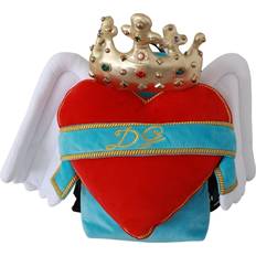 Dolce & Gabbana Woman Backpacks Dolce & Gabbana Womens Red Blue Heart Wings DG Crown School Backpack Multicolour Leather One Size