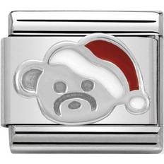 White Charms & Pendants Nomination Composable Classic Teddy and Santa Hat Charm - Silver/Red/White