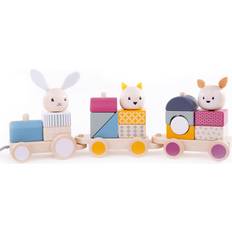 Wooden Toys Pull Toys Joules Clothing Bigjigs Toys Activity Pull Along Train Set, 3 Piece