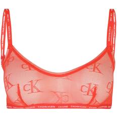 Calvin Klein CK One logo mesh unlined bralette in terracotta-Orange