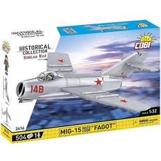 Lohkot Cobi 2416 Historiallinen kokoelma Korean sodan hävittäjälentokone MIG-15 NATO CODE FAGOT 504 tiiliskivi