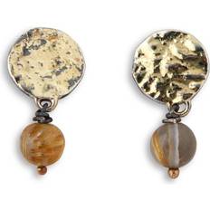 Brun Øreringe ByBirdie Mani Coin Earrings - Gold/Quartz