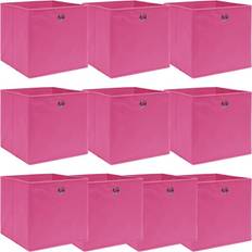 Pink - Træ Kasser & Kurve vidaXL 10 stk. 32x32x32 stof pink Opbevaringsboks