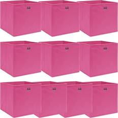 Canvas Interieur Details vidaXL Opbergboxen Set of 10 32 x 32 x 32 cm Stof Roze