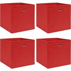 Rood Dozen en Manden vidaXL Opbergboxen 4 st 32x32x32 cm Stof Rood