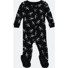 Black - Boys Nightwear Leveret Kids Footed Cotton Pajama Skeleton