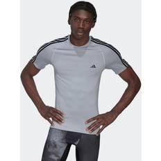 Silver T-shirts adidas Techfit 3-Stripes Training T-Shirt