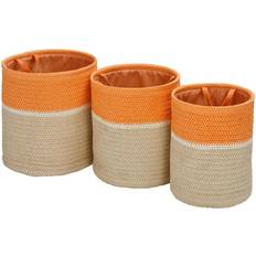 White Baskets Honey Can Do Set of 3 Paper Straw Sherbet and White Basket