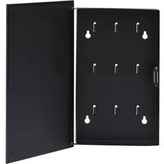 Negro Cajas y Cestas vidaXL Llaves Con Tablero Magnético Negro 30x20x4 cm Caja de almacenamiento