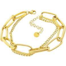 Adornia Oversized Paperclip Mixed Chain Bracelet - Gold