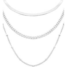 Adornia Stainless Steel Layered Chain Necklace
