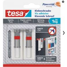 Hvite Bildekroker TESA 77775 Adhesive screw adjustable White Content: 2 pc(s) Bildekrok