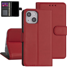 Apple skal Skal-man Étui housse avec Porte carte magnétique pour Apple iPhone 13 Mini Rouge