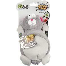 goDog Action Plush Squirrel Animated Squeaker Dog Toy Gray Medium
