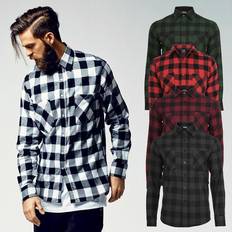 Grau - Herren Hemden Urban Classics Checked Long Sleeve Shirt