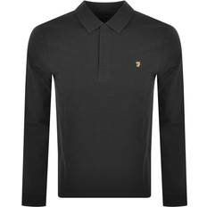 Yellow Polo Shirts FARAH Vintage Haslam Long Sleeve Polo T Shirt