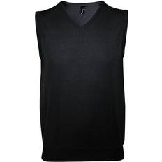 Sols Mouwloze V Hals Trui Vest - Zwart/Blauw