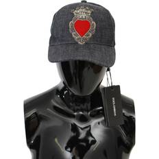 Dolce & Gabbana Grey Headgear Dolce & Gabbana Mens Gray Crystal Heart Baseball Cap Cotton Hat