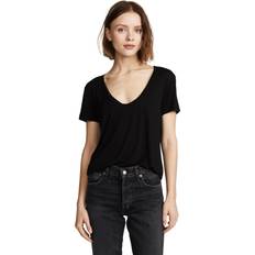 Kortärmad T-shirt För Kvinnor Pyjamas Topp - Svart