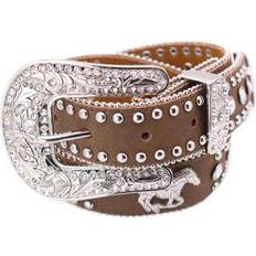 Leather Imitation - Women Belts Western Horse and Rhinestone Belt