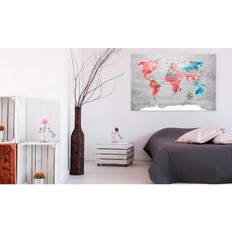 Arkiio World Map Red Roam 60x40 Tavla