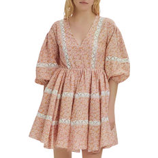 Maje Rayanik Floral Print Lace Trim Dress - Pink Daisy