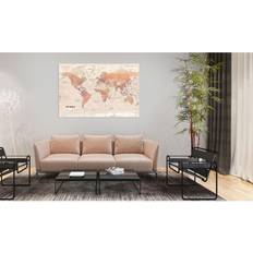 Orange Tavlor Arkiio World Map Orange World 90x60 Tavla 90x90cm