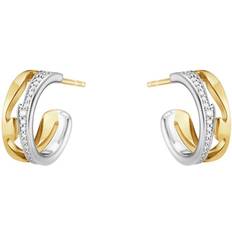 Dame - Hvitt gull Øredobber Georg Jensen Fusion Earrings - Gold/White Gold/Diamonds