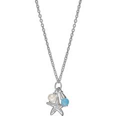 Fossil Elliot Sea Stars Chalcedony & Freshwater Pearl Necklace JFS00573040