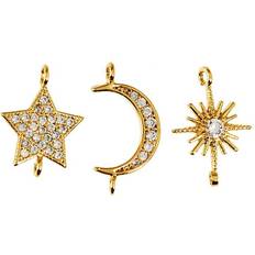 Måne sol smykke Me & My Box Sun Moon Star Charms - Gold/Transparent