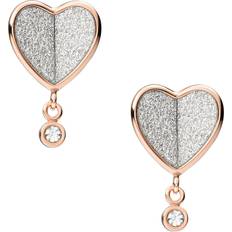 Fossil Damen Ohrringe Fossil Flutter Hearts Vintage Glitz Earrings - Rose Gold/Silver/Transparent