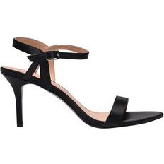 Linea Strap Mid Heeled Sandals - Sort Satin