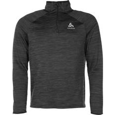 Blauw - Hardlopen Tops Odlo Mid Layer 1/2 Zip Longsleeve - Black Melange