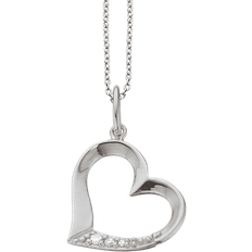 Scrouples Heart Pendant Necklace - White Gold/Silver/Diamonds