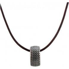 Brown - Men Necklaces Police Men's Pendant Necklace - Brown/Silver