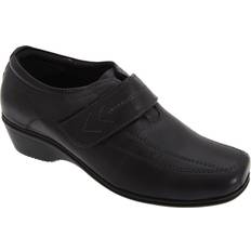 Mod Comfys Touch Fastening Softie Leather Casual Shoes - Black