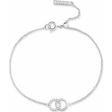 Bejewelled Interlink Chain Bracelet - Silver/Transparent