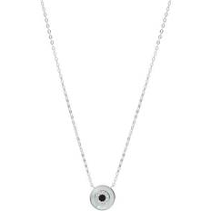 Fossil Silver Necklaces Fossil Elliott Evil Eye Necklace - Silver/Transparent/Black/Mother of pearl