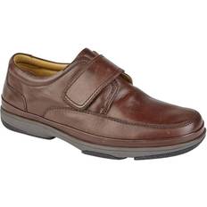 Wide fit shoes Roamers Mens Leather Wide Fit Touch Fastening Casual Shoes (11 UK) (Brown)