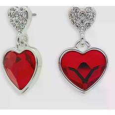 Red Earrings Jon Richard Dancing Heart Drop Earrings, Red/Silver