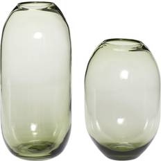 Hübsch Moss i grøn glas 2 stk Vase 38cm 2stk