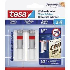 Hvite Bildekroker TESA 77765 Adhesive screw adjustable White Content: 2 pc(s) Bildekrok