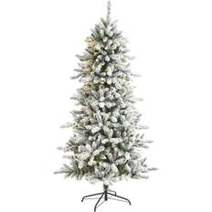 Interior Details Nearly Natural 6ft Pre-Lit LED Flocked Livingston Fir with Pinecones Artificial Christmas Tree 72"