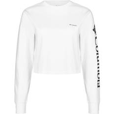 Columbia Dame T-skjorter Columbia Women's North Cascades Long Sleeve Cropped T-Shirt White