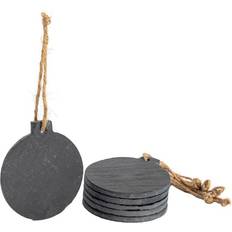 Decorations Hanging Black Slate Xmas Bauble Design x6