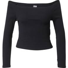 Gerippt T-Shirts Urban Classics Off Shoulder Rib Longsleeve - Schwarz