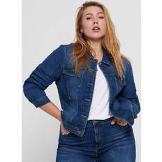 Elastano/Lycra/Spandex Abrigos Only Chaqueta Vaquera Curvy MBD Medium Blue Denim Mujer - Multicolor