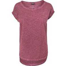 Damen - Rot T-Shirts Urban Classics Ladies Long Back Shaped Spray Dye Tee - Grau