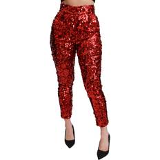 Dolce & Gabbana Elegant Cropped Red Trousers Rød