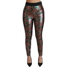 Brons - Dam Jeans Dolce & Gabbana Womens Bronze Leaf Tights Skinny Pants